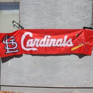 St.Louis Cardinals Red Baseball Banner Flag 2' X 8'  MLB Flag Embroidered Nylon